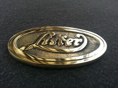 BRASS LISTER ENGINE OVAL BADGE EMBLEM PLAQUE