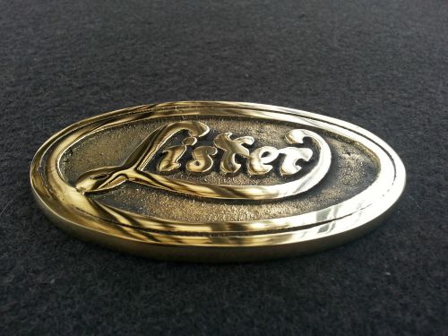 BRASS LISTER ENGINE OVAL BADGE EMBLEM PLAQUE