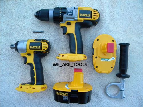 New dewalt dcd970 18v hammer drill, dc820 1/2&#034; impact wrench, 2 dc9096 batteries for sale