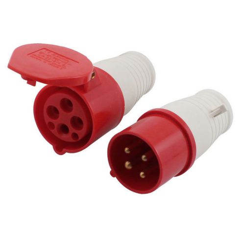 AC 380-415V 16A 3P+E IEC309-2 Round Pin Industrial Plug Socket White Red