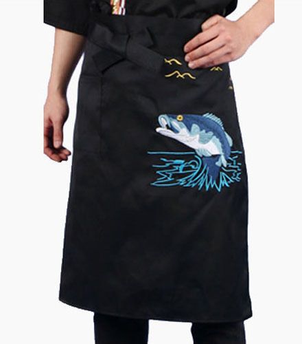 carp chefs aprons sushi restaurant bar uniform waist embroidery women men cook