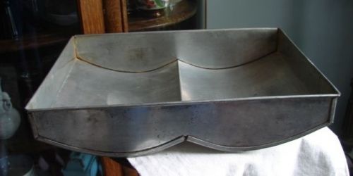 Vintage heavy steel professional unique dbl round bottom cake pan 10&#034; x 14&#034; x 3&#034; for sale