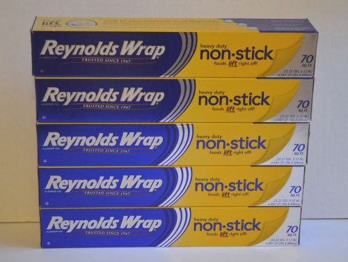 Lot of 5 packs  reynolds wrap heavy duty non-stick aluminum foil 70 sq. ft. each for sale