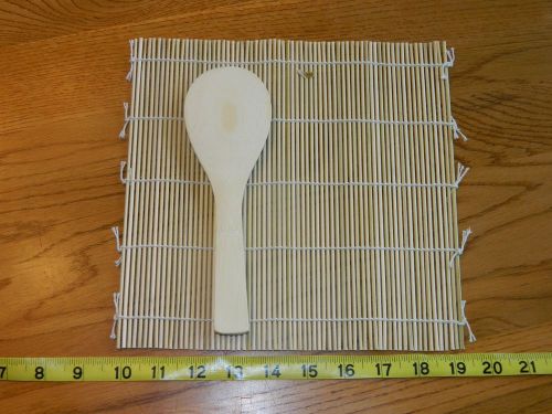 Sushi chef bamboo rolling mat with rice spoon new for sale