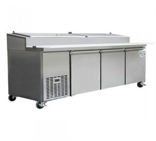 SATURN PIZZA PREP TABLE (SPT-93), 93&#034; WIDE, 33 cu. ft.W/ REMOVABLE CUTTING BOARD