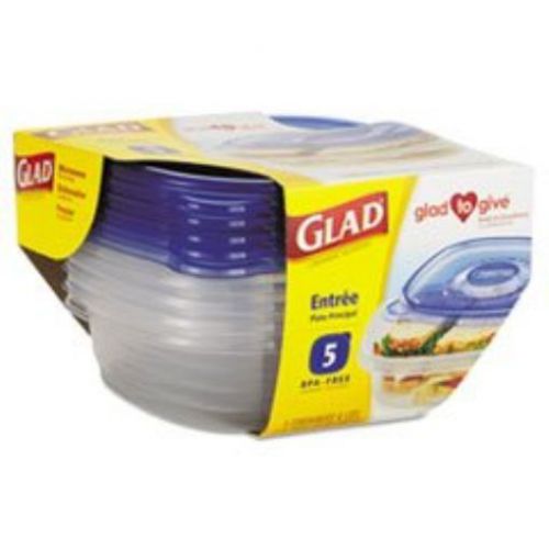 * GladWare Entr?e Container with Lid  25 oz.  Plastic  Clear  5/Pack