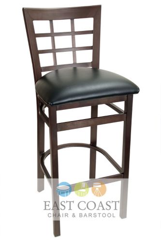 New gladiator rust powder coat window pane metal bar stool with black vinyl seat for sale