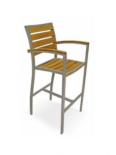 New florida seating restaurant outdoor aluminum teak bar stool with teak arms for sale