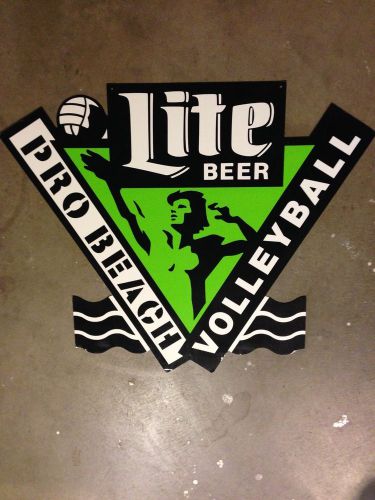 VINTAGE &#034;LITE - PRO BEACH VOLLEYBALL&#034; LARGE METAL SIGN - 36&#034; X 30&#034; - MILLER BEER