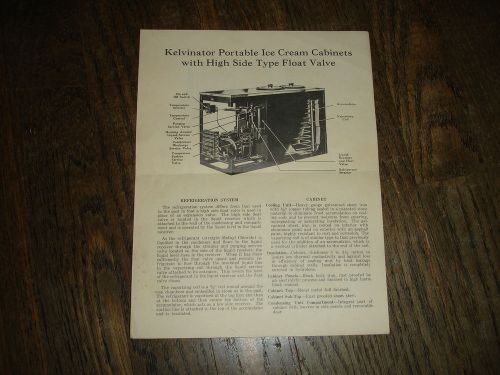 old 1930s KELVINATOR Portable ICE CREAM CABINET reference service manual part #s