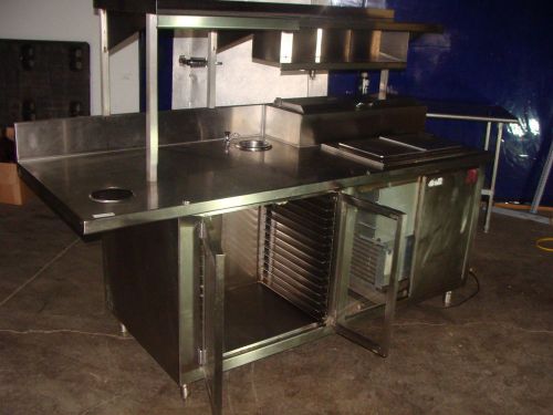 Stainless steel refrigerated ice cream prep table with condiment area + extras for sale