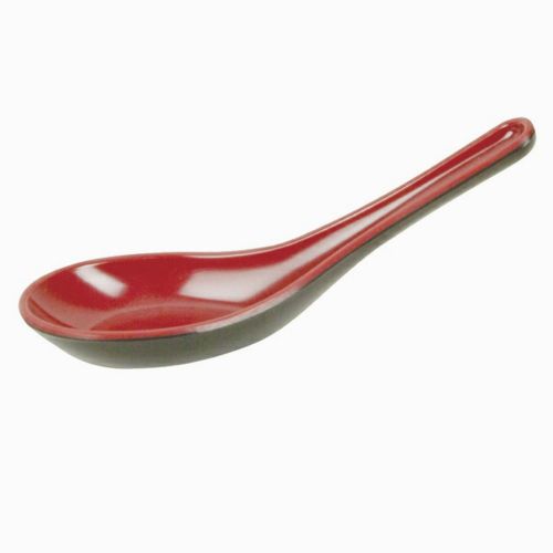 6 Pieces Asian Style Lacquer  Red/Black Spoons NEW