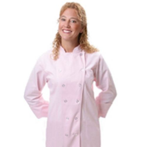 C30 ladies pink chef coat, long sleves, 12 buttons, tapered waist 81617 for sale