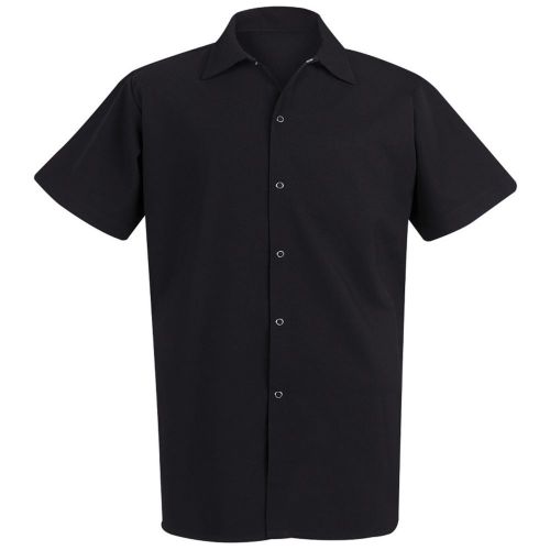 Long Black Cook Shirt Medium Short Sleeve Chef Designs Unisex 100% Polyester New