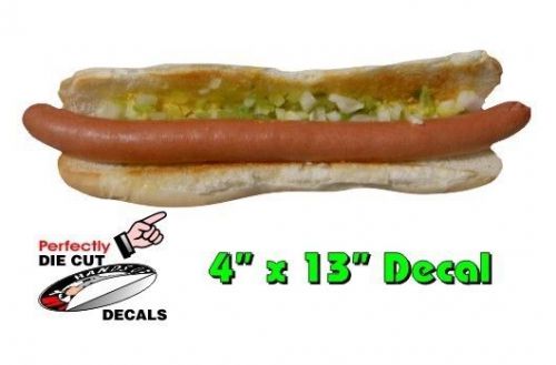 Foot long hot dog 4&#039;&#039;x13&#039;&#039; decal sign for hot dog cart or concession stand menu for sale