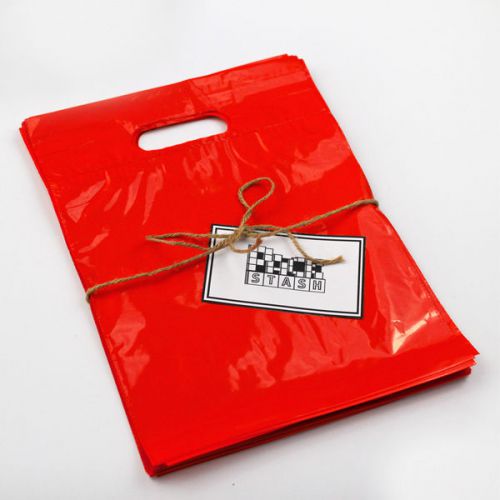 500 16x18 RED Plastic Retail Die-Cut Handle Merchandise Bag - Boutique