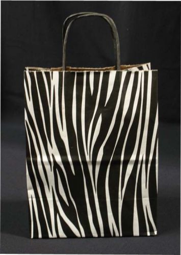 250 zebra twist handle print skin cub kraft paper retail shopping bags for sale