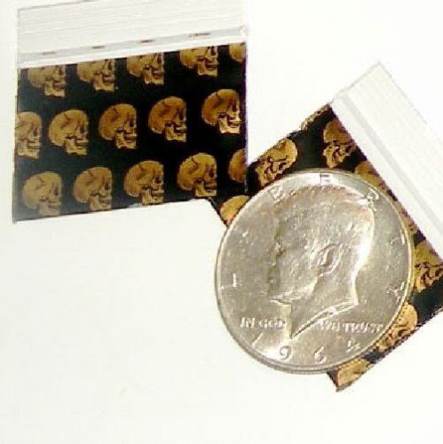 100 Skulls 1510 Baggies Apple reclosable mini ziplock bags 1.5 x 1 in.