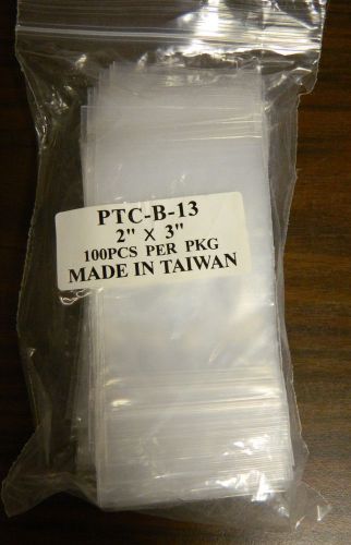 (100) Recloseable Zip Lock 2&#034; x 3&#034; Bags Item #PTC-B-13 New In Package