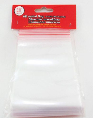 8 x 12 cm Clear Poly Plastic Grip Seal Bags-High Quality 80 pcs
