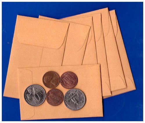 (100) Quality Park 24lb Brown Kraft Coin/Small Parts Envelopes 2-1/4&#034; x 3-1/2&#034; L