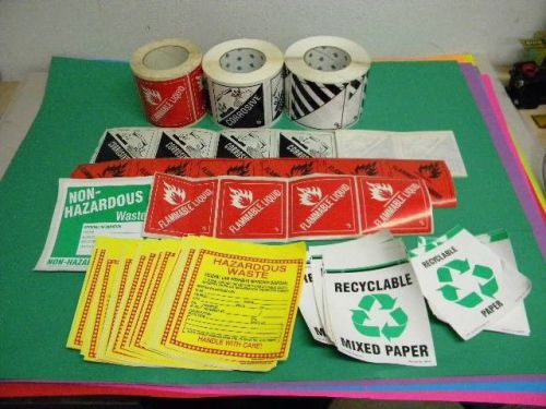 Lot of Miscellaneous Hazardous Material &amp; Mixed Paper Labels