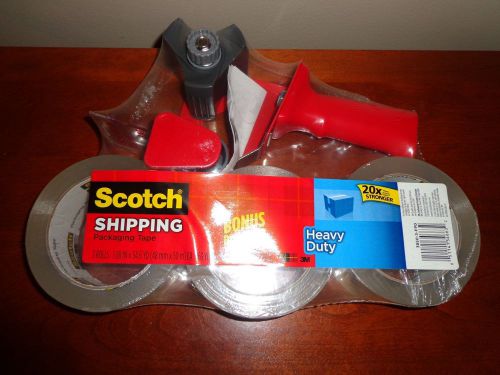 New Scotch Packaging Tape Dispenser Gun 3 rolls Packing Sealing Shipping Tape