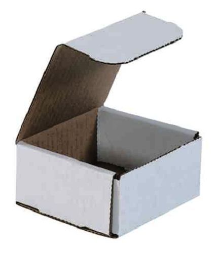 6 White Shipping Mailing Boxes Corrugated Cardboard 7 x 7 x 3 Rectangular mailer