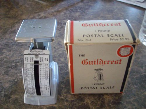 Vtg Guildcrest 1 lb Postal Scale No. G-1 w/box  Aug 1 1958