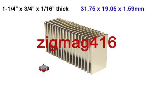 24 pcs of  n52, 1-1/4&#034;x 3/4&#034; x 1/16&#034;  neodymium (rare earth) block magnets for sale