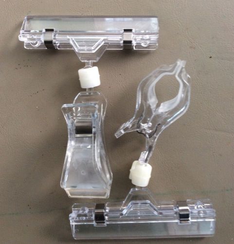 Set of 2 Clear POP Adjustable Clip Sign Holders Retail Sign Clips (4 in)