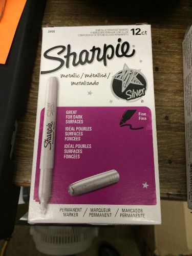 1 Box 12 Sharpie Metallic Silver Permanent Markers Great for Dark Surfaces Fine