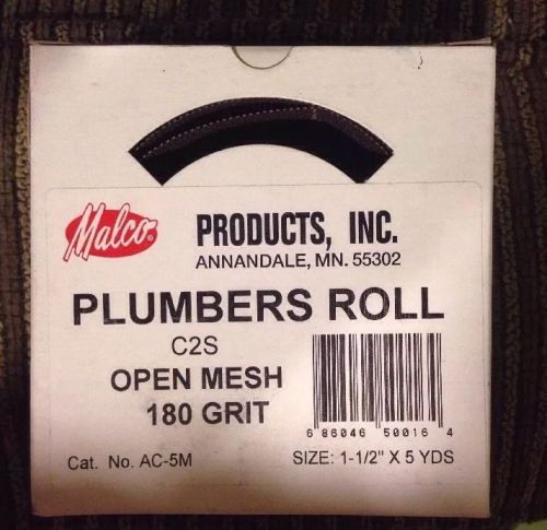 New Malco Plumbers Roll C2S Open Mesh 180 Grit Size 1-1/2&#034; x 5yds