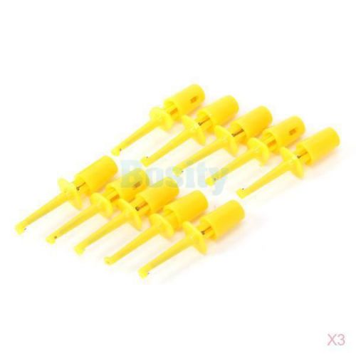 30pc Mini PCB SMD IC Test Hook Probe Spring Clip for Multimeter Yellow 1.7&#034; Long