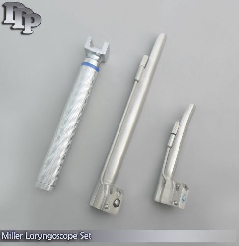 LARYNGOSCOPE SMALL HANDLE AA + 2 MILLER BLADE #1 and #3 ENT ANESTHESIA SET