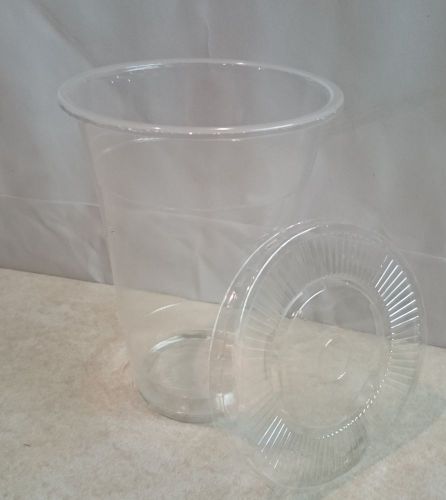 50pcs 12oz DISPOSABLE Plastic CLEAR Cups with Lids