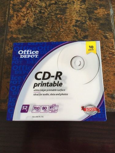 Office Depot CD-R Printable, 10-pack  In Slim Cases, Free Shipping