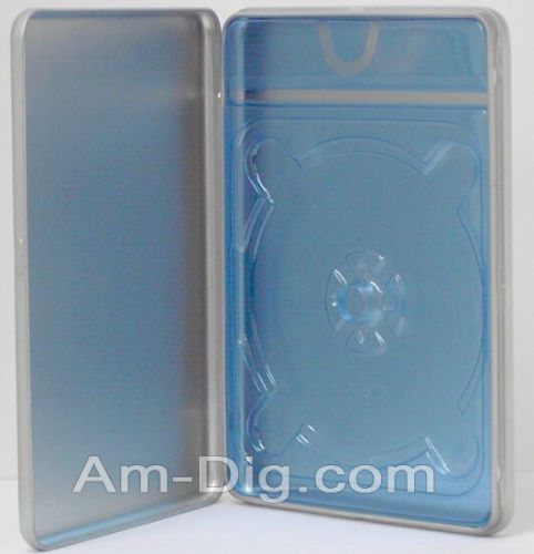 Am-Dig Tin DVD/CD Case Rectangular Hinged no Window Blue Tray 25 Pack - DCT30000