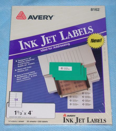 Avery 1-1/3&#034; x 4&#034; White Address Ink Jet Labels 8162 / 5162 => 350 Labels