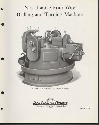 Reed Prentice Co Machine Tools Worcester Ma No 1 &amp; 2  4 Way Drilling Turning