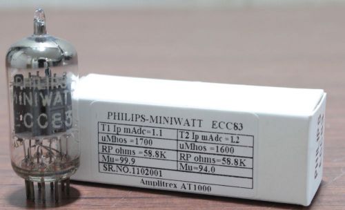 NOS 1x ECC83 Philips Miniwatt made in Holland Test Certificate  AT1000 #1102001