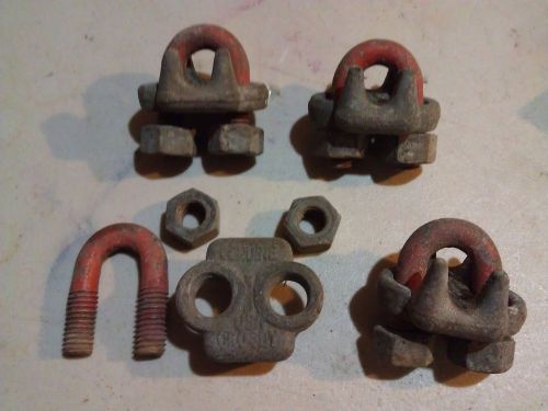 5K89 4PK CABLE CLAMPS, CROSBY 3/8&#034; USA, GOOD CONDITION