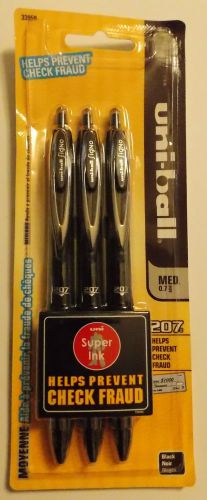 3 Uni-ball 207 Signo MED 0.7mm. ( 33959 ) Uni Super Ink Black Gel Pen New