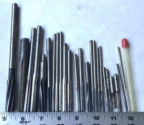 MACHINIST LATHE TOOLS NICE LOT OF 24 REAMERS VARIOUS SMALLER SIZES