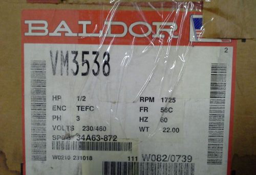 Baldor VM3538 1/2 HP, 1725 RPM, motor. SPEC 34A63-872