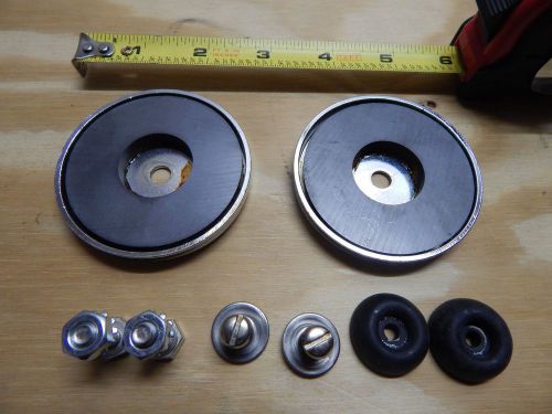 2-5/8&#034; X 3/8&#034; round magnet kit, 2 magnets and hardware pack