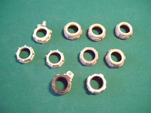 (10) - 1&#034;  METAL CONDUIT BUSHINGS - (7) HAVE INSULATED THROAT (3) WITHOUT