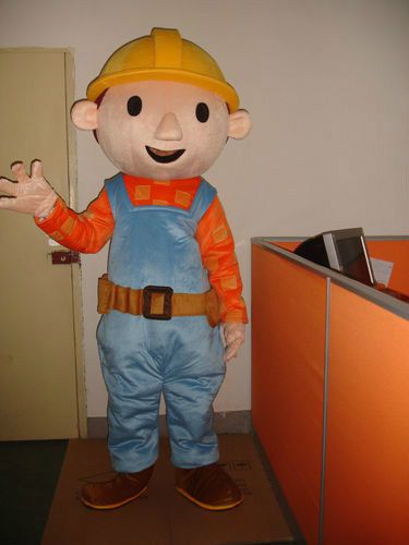 Adult size bob the builder mascot costume cartoon fancy dress for sale