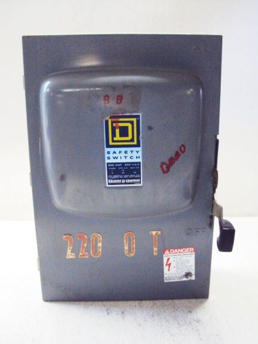 SQUARE D 200 AMP SAFETY SWITCH D224N, 240 VAC (USED)