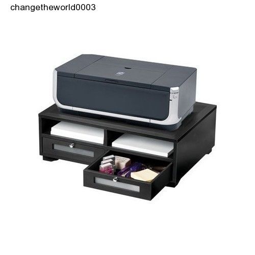 Desk Printer Stand Black Office Furniture Accessories Paper Organization Shelves
